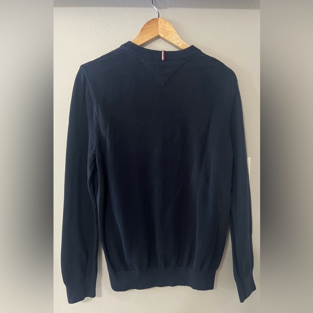 Tommy Hilfiger Flag Logo Crewneck Sweater Men’s Medium Navy Cotton Classic - Picture 3 of 10